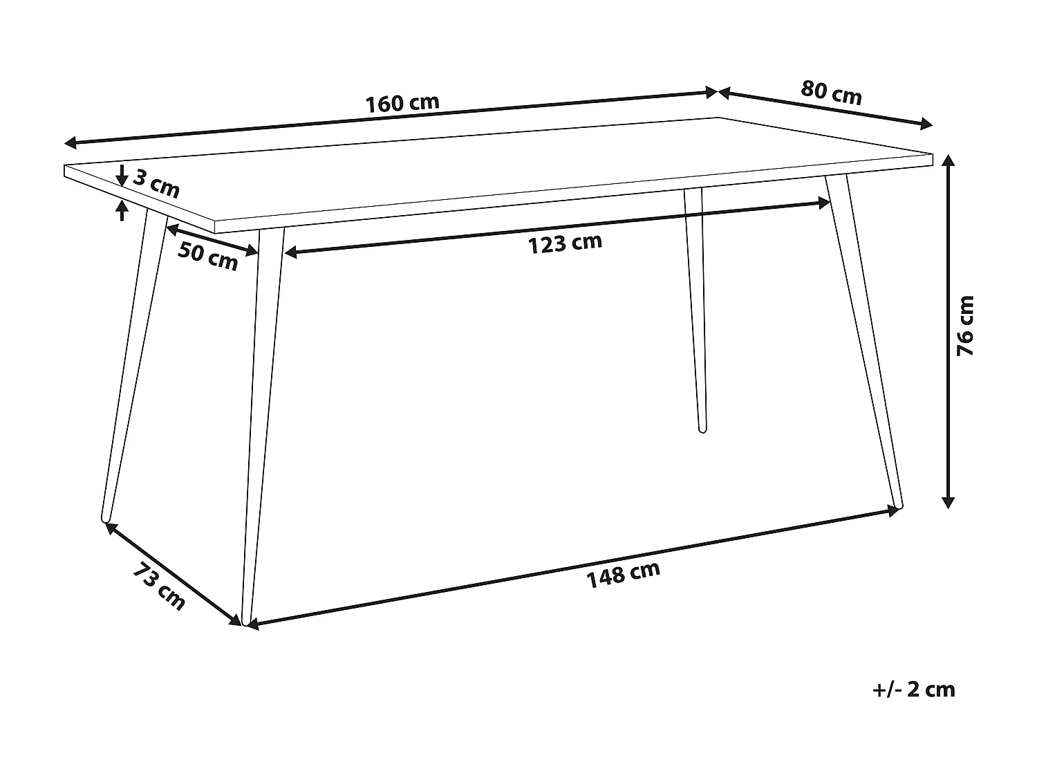Eettafel SANTIAGO Grijs beton-effect 160 cm 80 cm