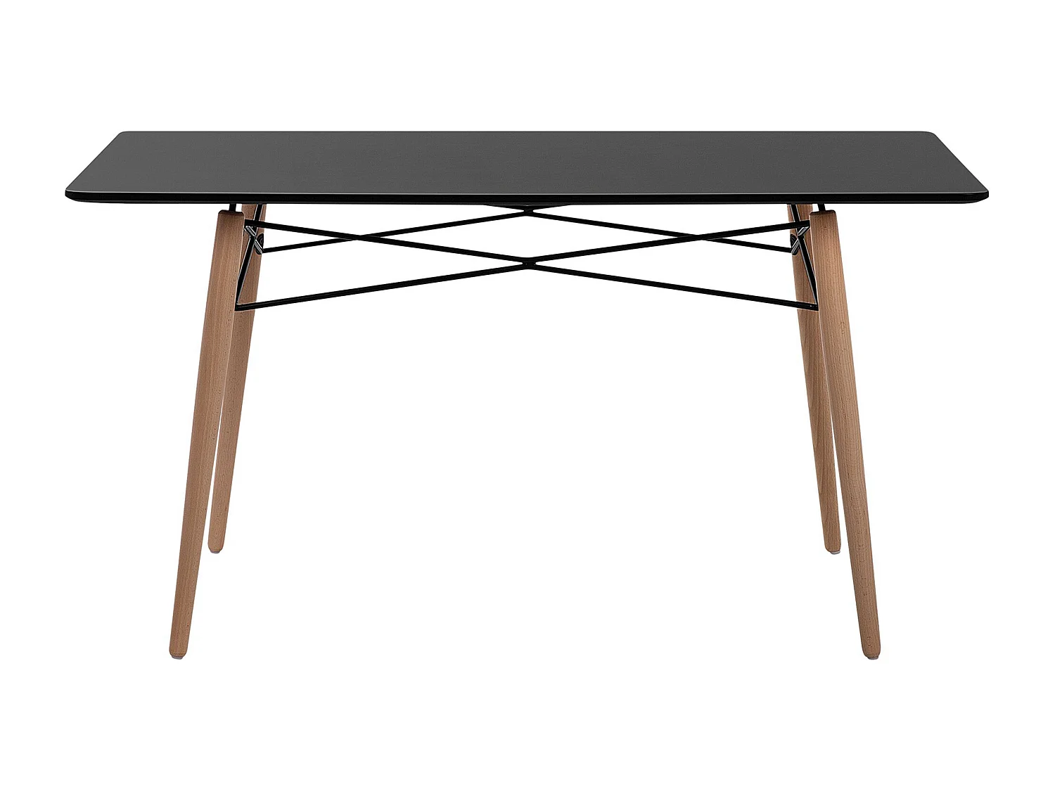 Stilvoller, praktischer Esstisch mit schwarzer Tischplatte 140 x 80 cm Biondi