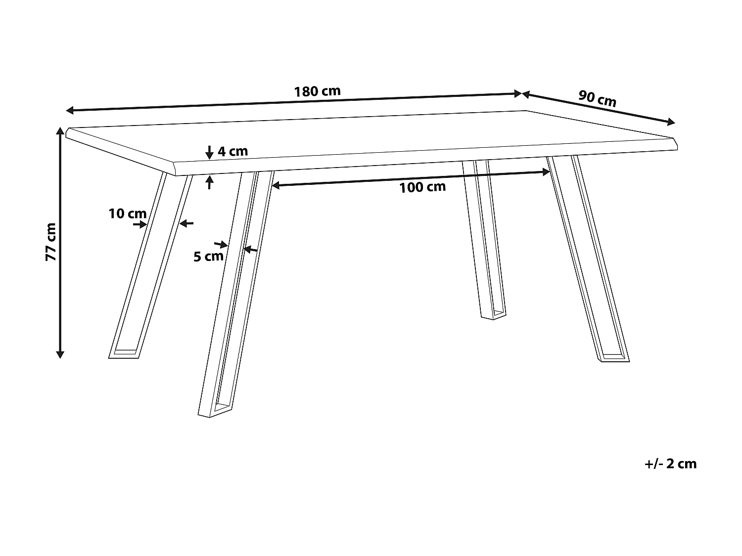 Esstisch heller Holzfarbton/schwarz 180 x 90 cm MDF-Platte minimalistisch Graham