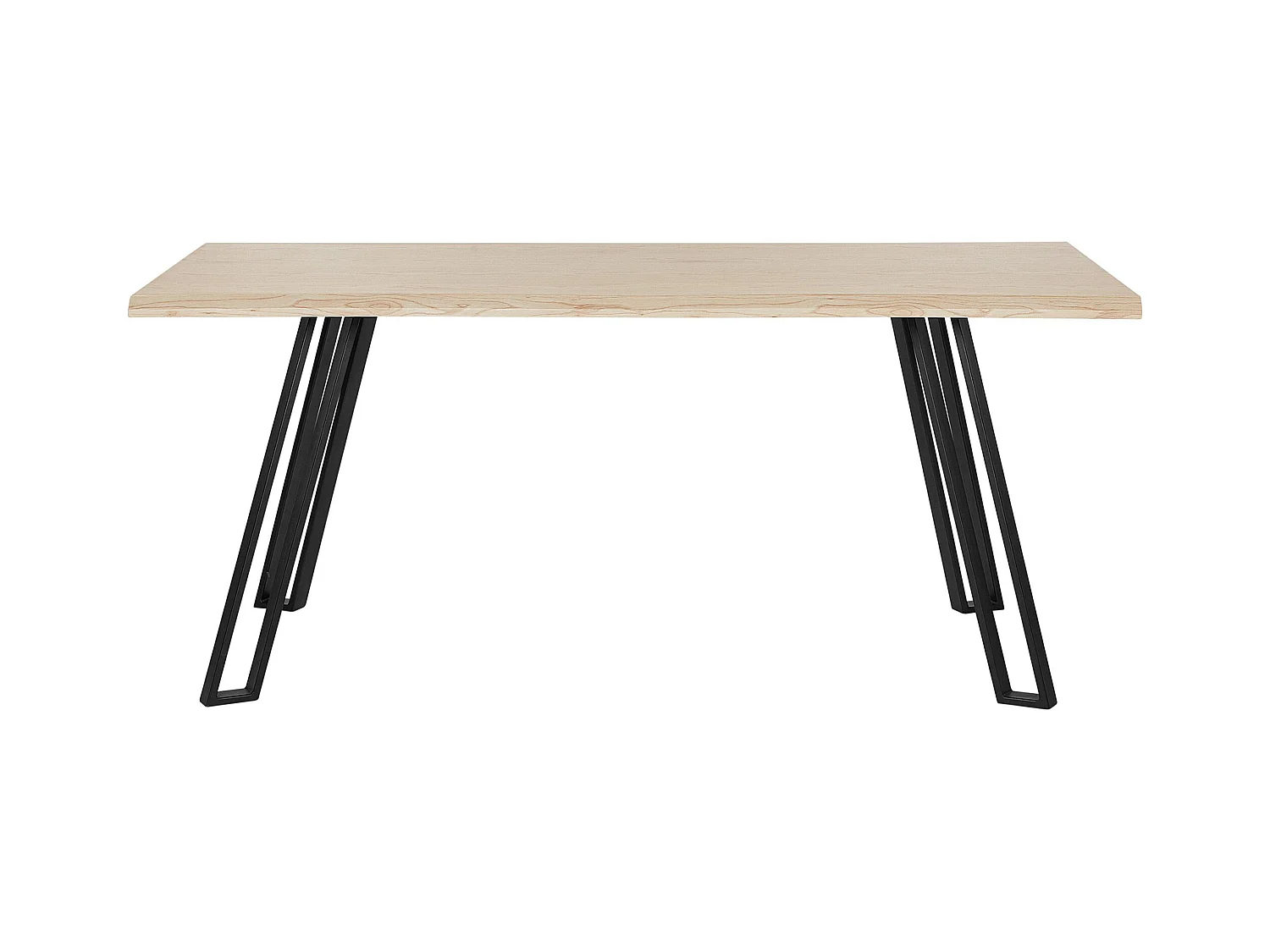 Esstisch heller Holzfarbton/schwarz 180 x 90 cm MDF-Platte minimalistisch Graham
