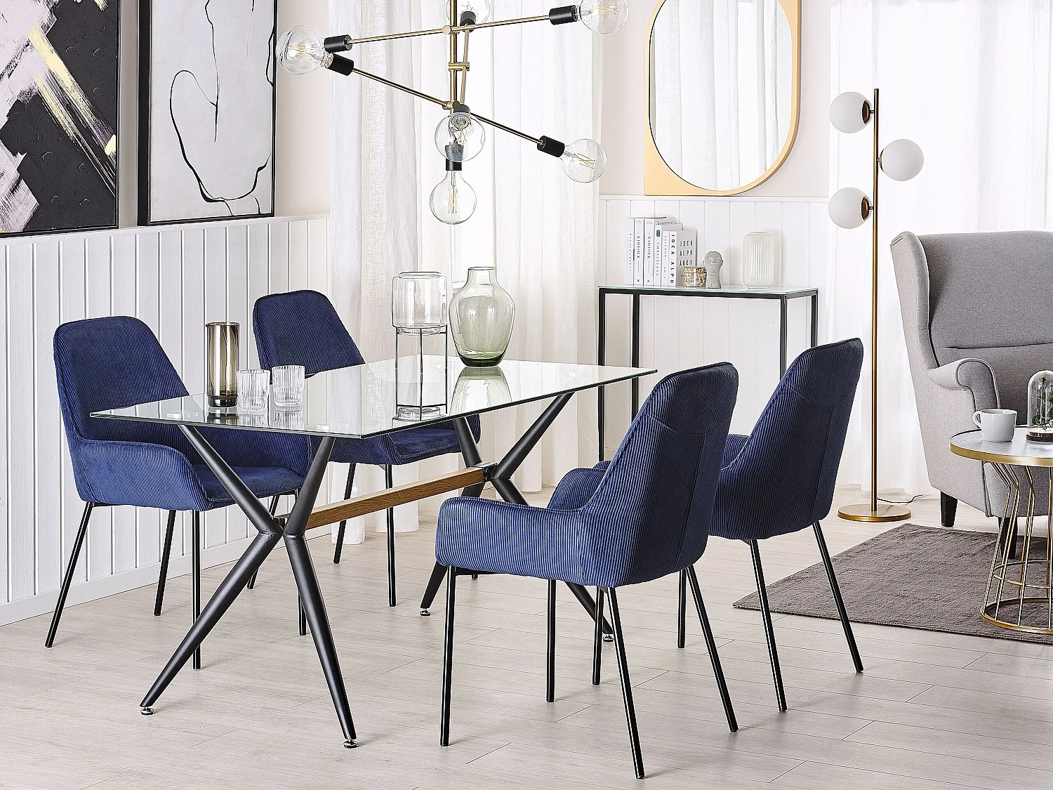 Table de repas SACRAMENTO Noir 140 cm 80 cm Verre de sécurité