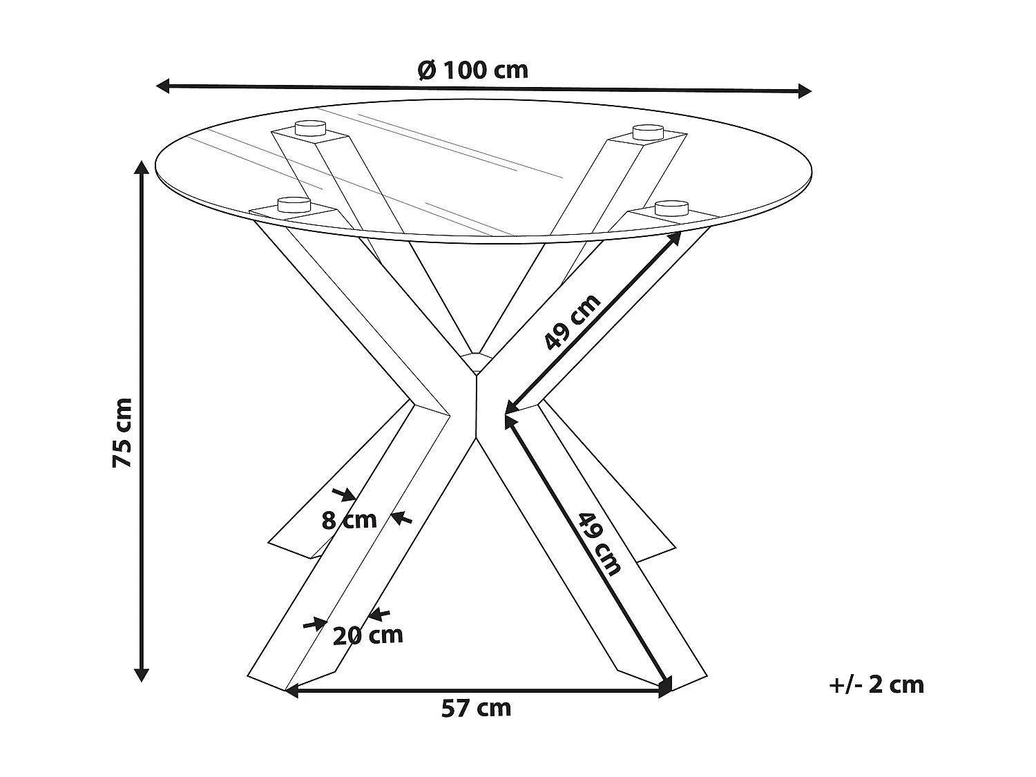 Table de repas OTIUM Noir 100 cm 100 cm