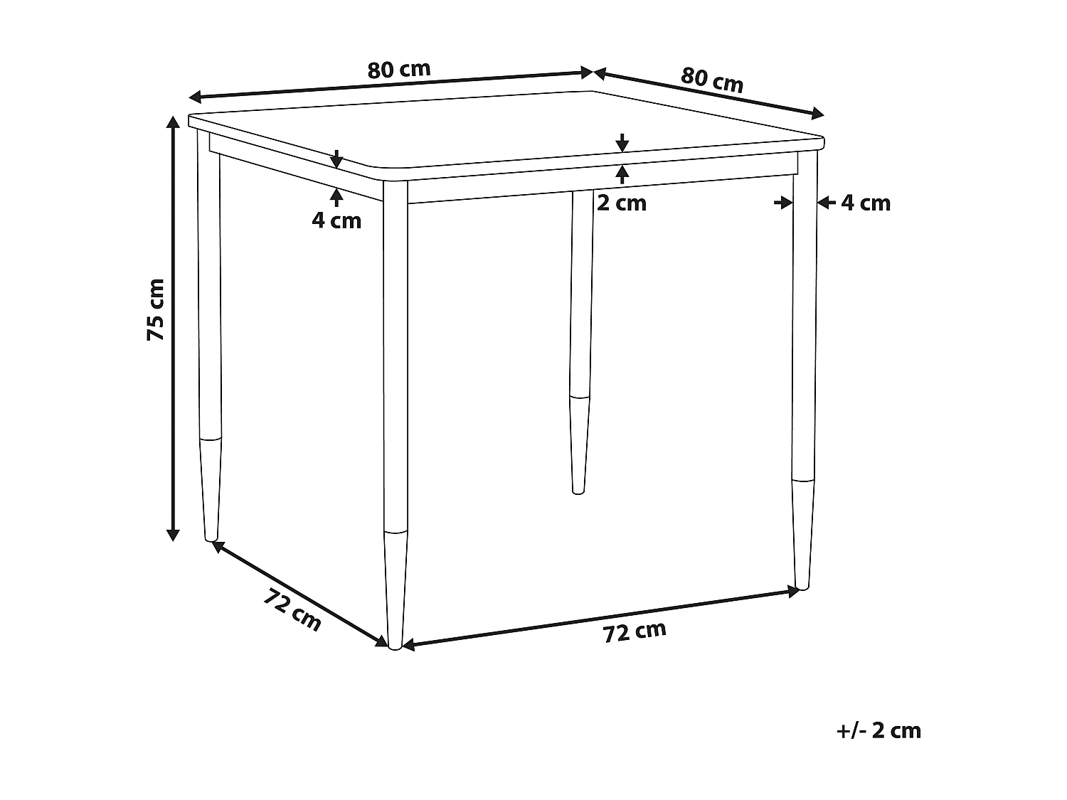 Eettafel SHALFORD Zwart 80 cm 80 cm