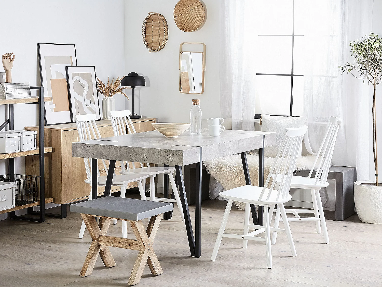 Eettafel ADENA Grijs beton-effect 150 cm 90 cm