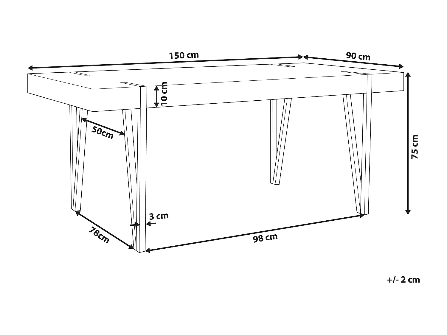 Eettafel ADENA Grijs beton-effect 150 cm 90 cm
