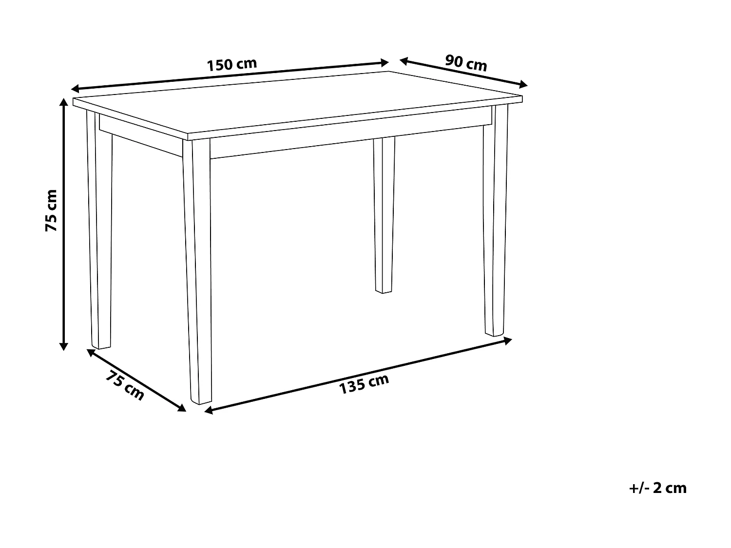 Table de repas GEORGIA Blanc 150 cm 90 cm Bois