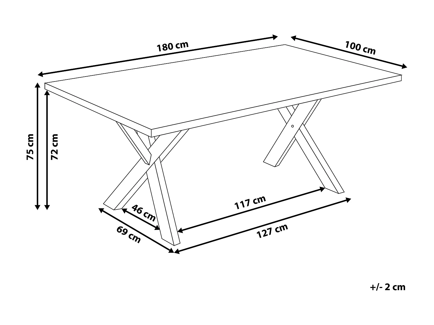Table de repas LISALA Noir 180 cm 100 cm