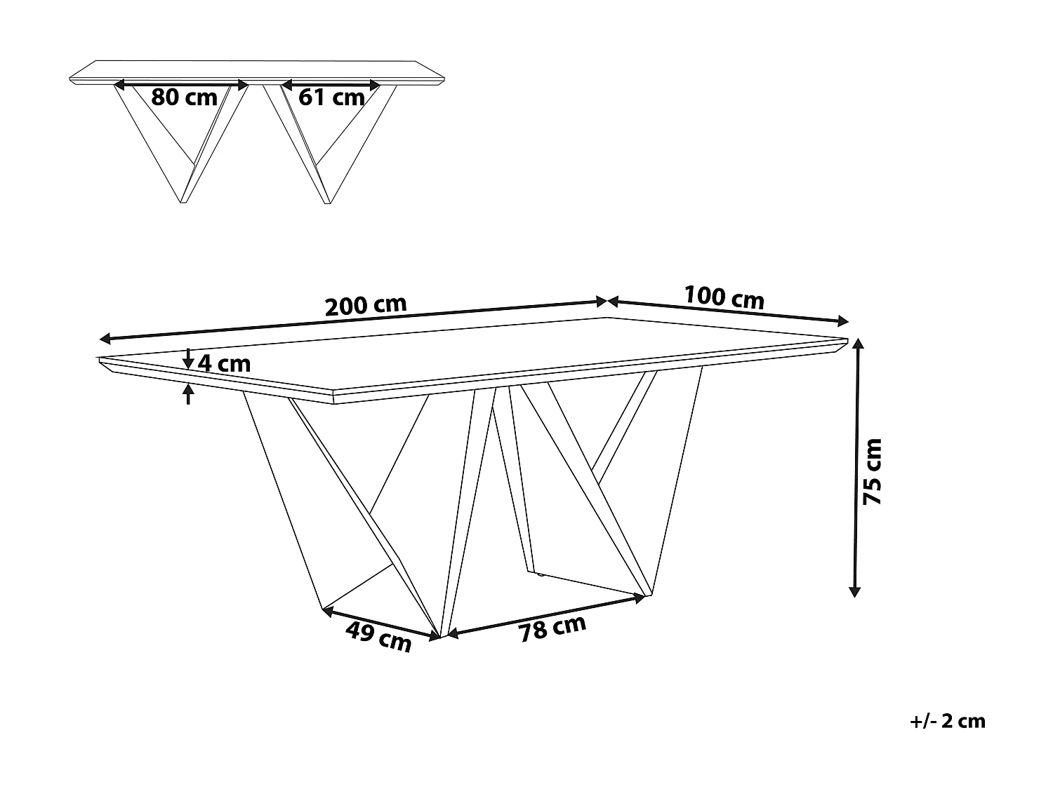 Table de repas SINTRA Marron foncé 200 cm 100 cm