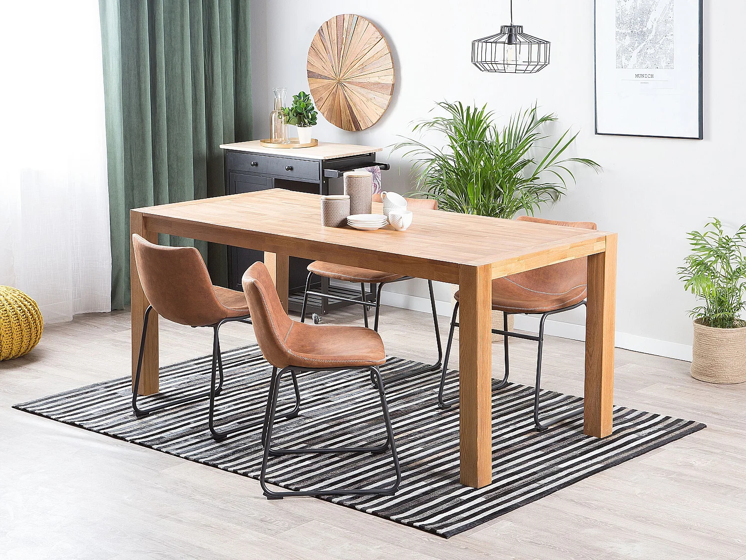 Eettafel NATURA Lichtbruin 180 cm 85 cm Eikenhout