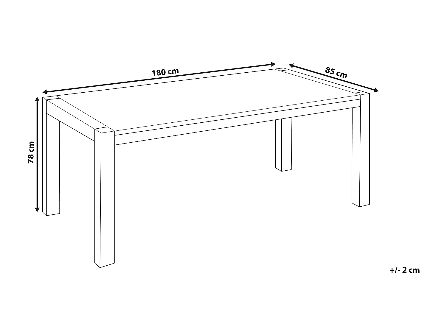Eettafel NATURA Lichtbruin 180 cm 85 cm Eikenhout