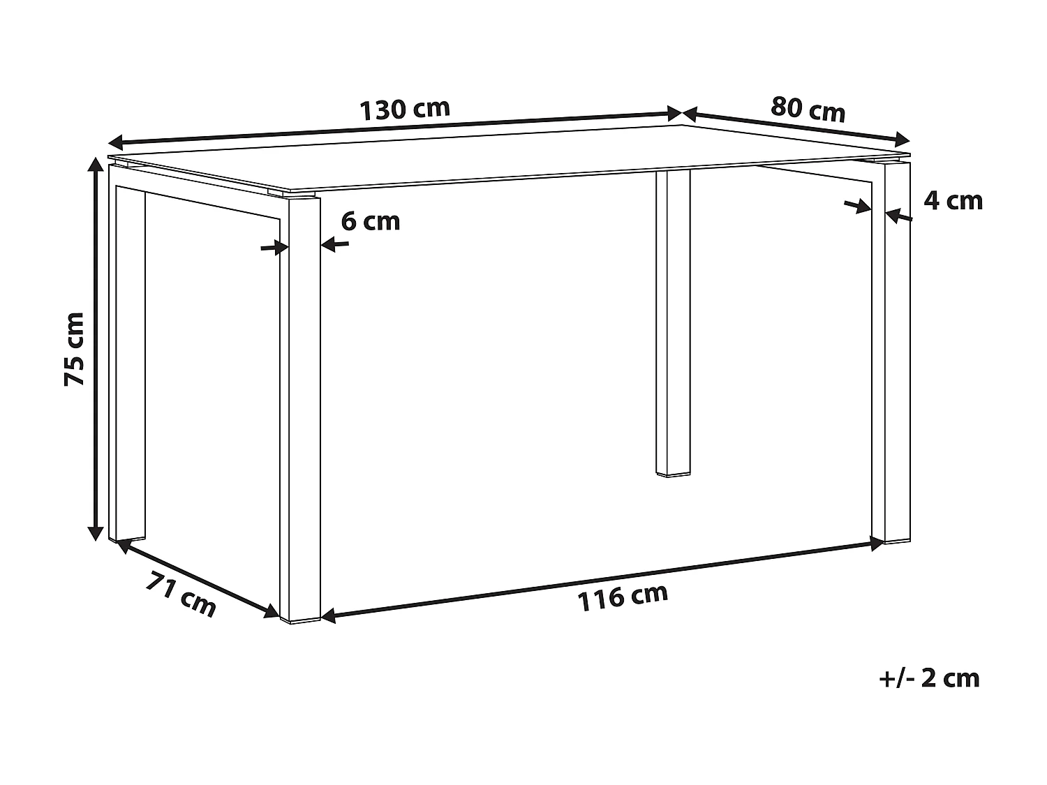 Esstisch Sicherheitsglas / heller Holzfarbton 130 x 80 cm TAVIRA