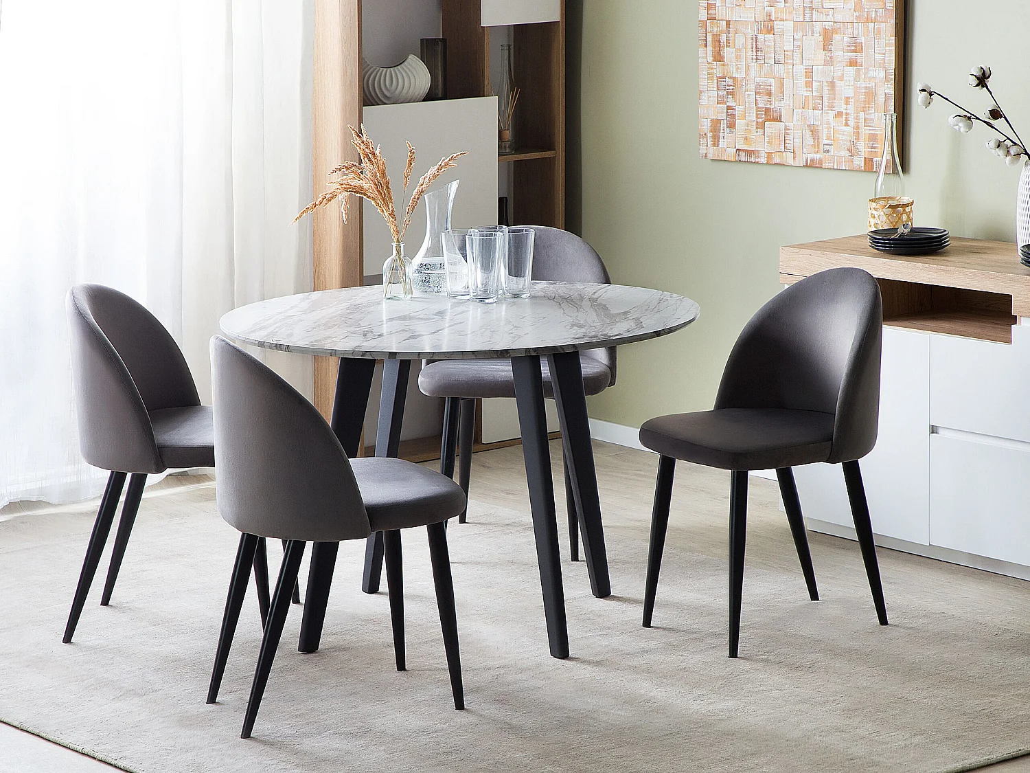 Eleganter Esstisch Marmoroptik 110 cm rund modern Mosby