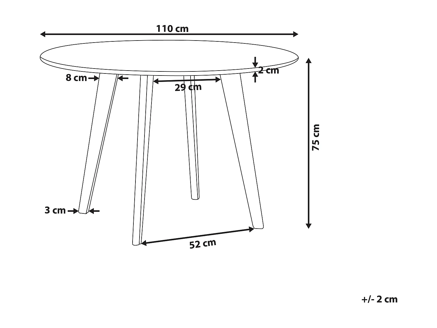 Table de repas MOSBY Marbre blanc 110 cm 110 cm