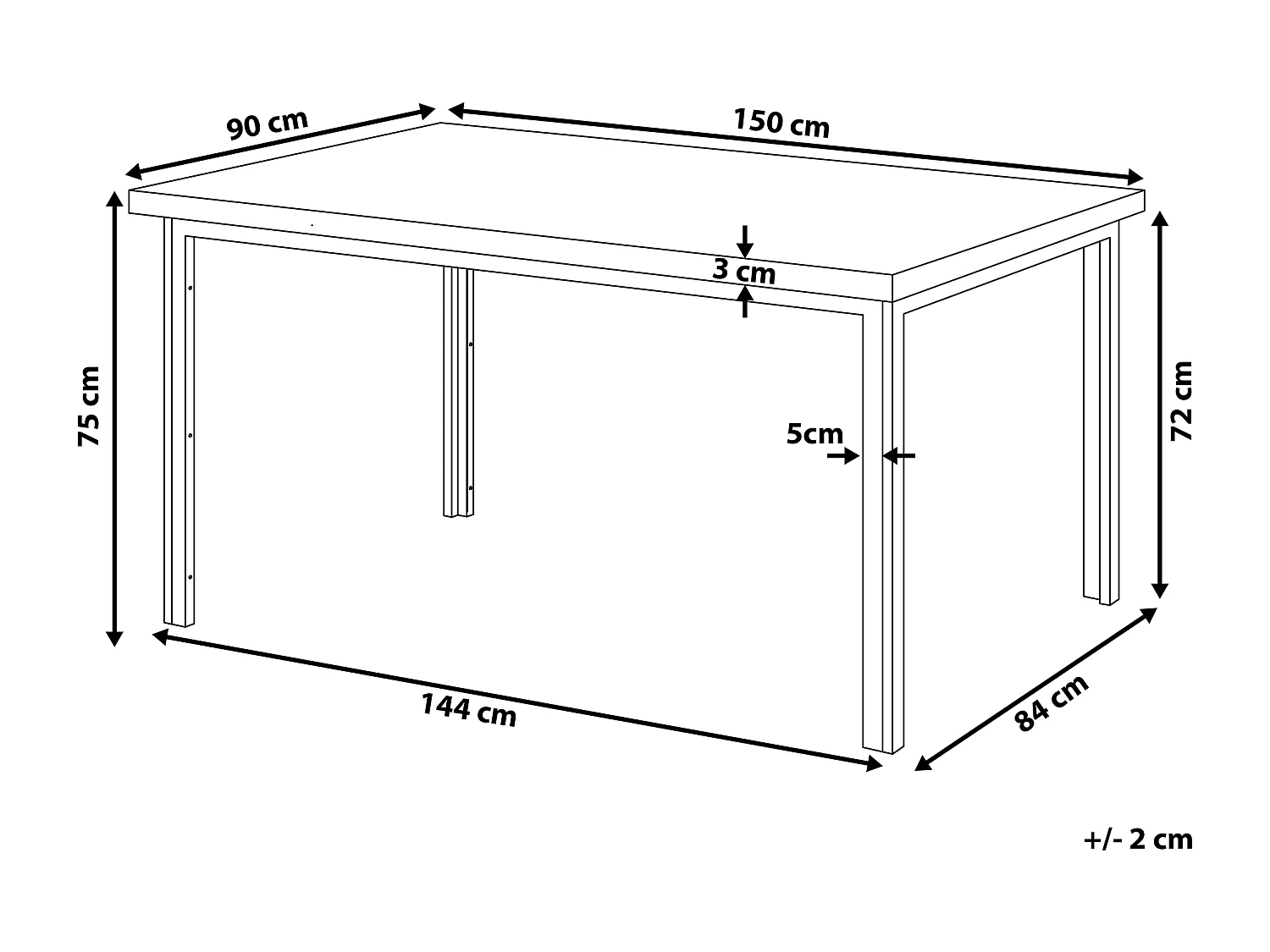 Table de repas LAREDO Marron foncé 150 cm 90 cm