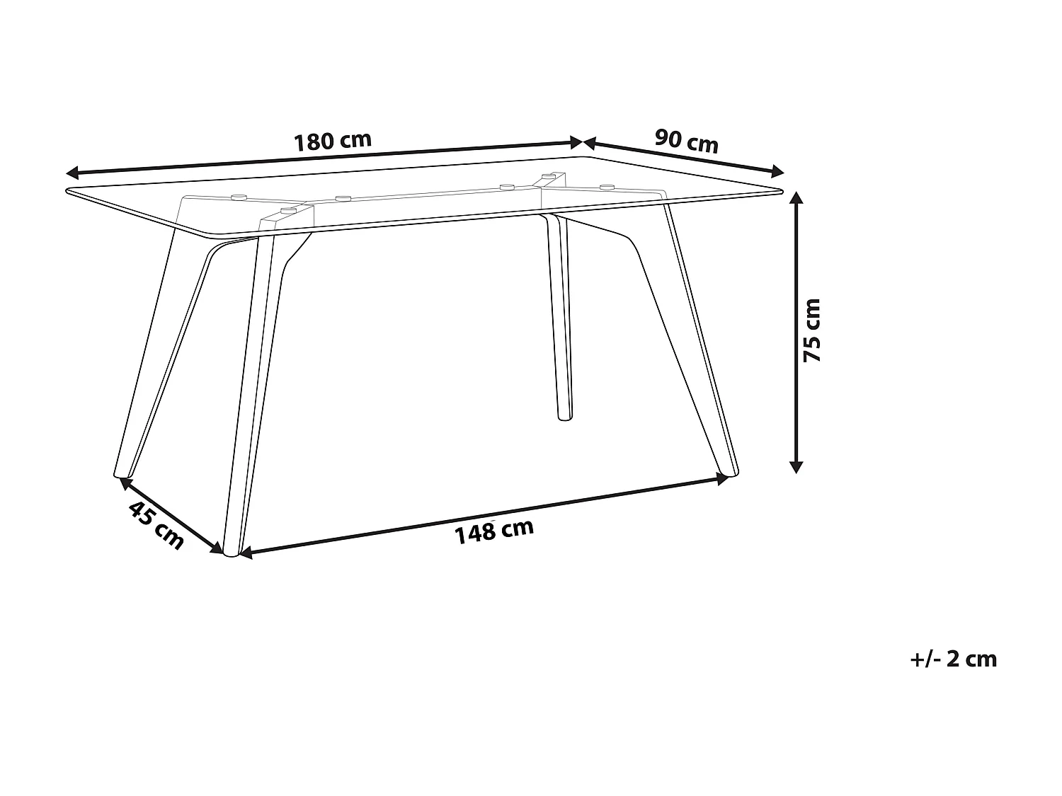 Table de repas HUDSON Transparent 180 cm 90 cm Verre de sécurité