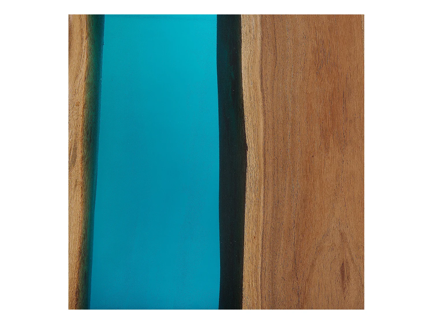 Table à manger en bois avec résine époxy bleue et pieds noirs 160 x 90 cm RIVIERE