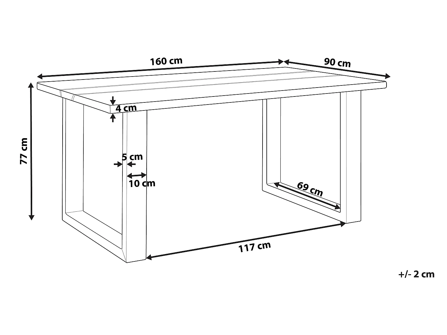 Table à manger en bois avec résine époxy bleue et pieds noirs 160 x 90 cm RIVIERE