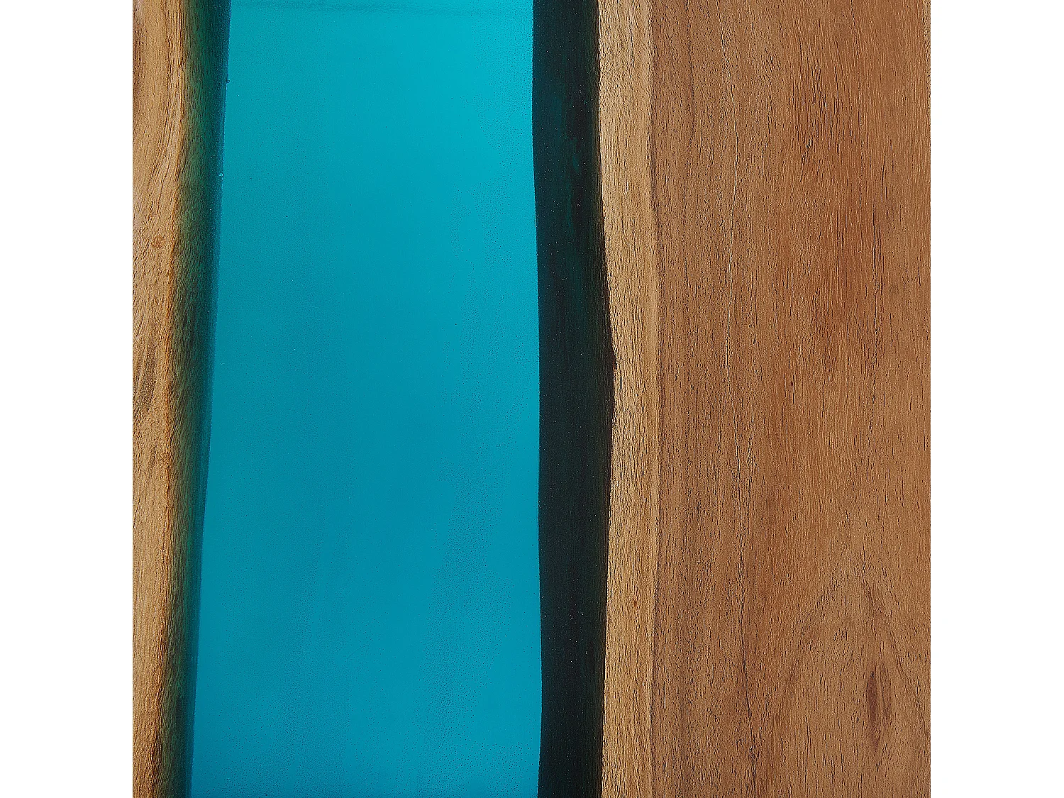 Table à manger en bois avec résine époxy bleue et pieds noirs 160 x 90 cm RIVIERE