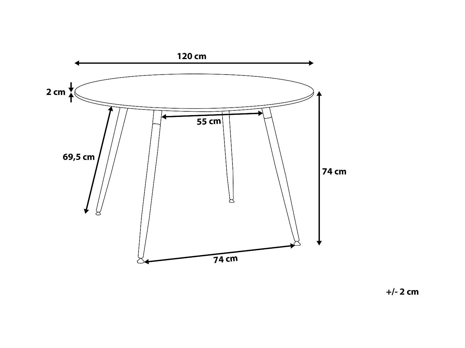 Table de repas BOVIO Noir 120 cm 120 cm