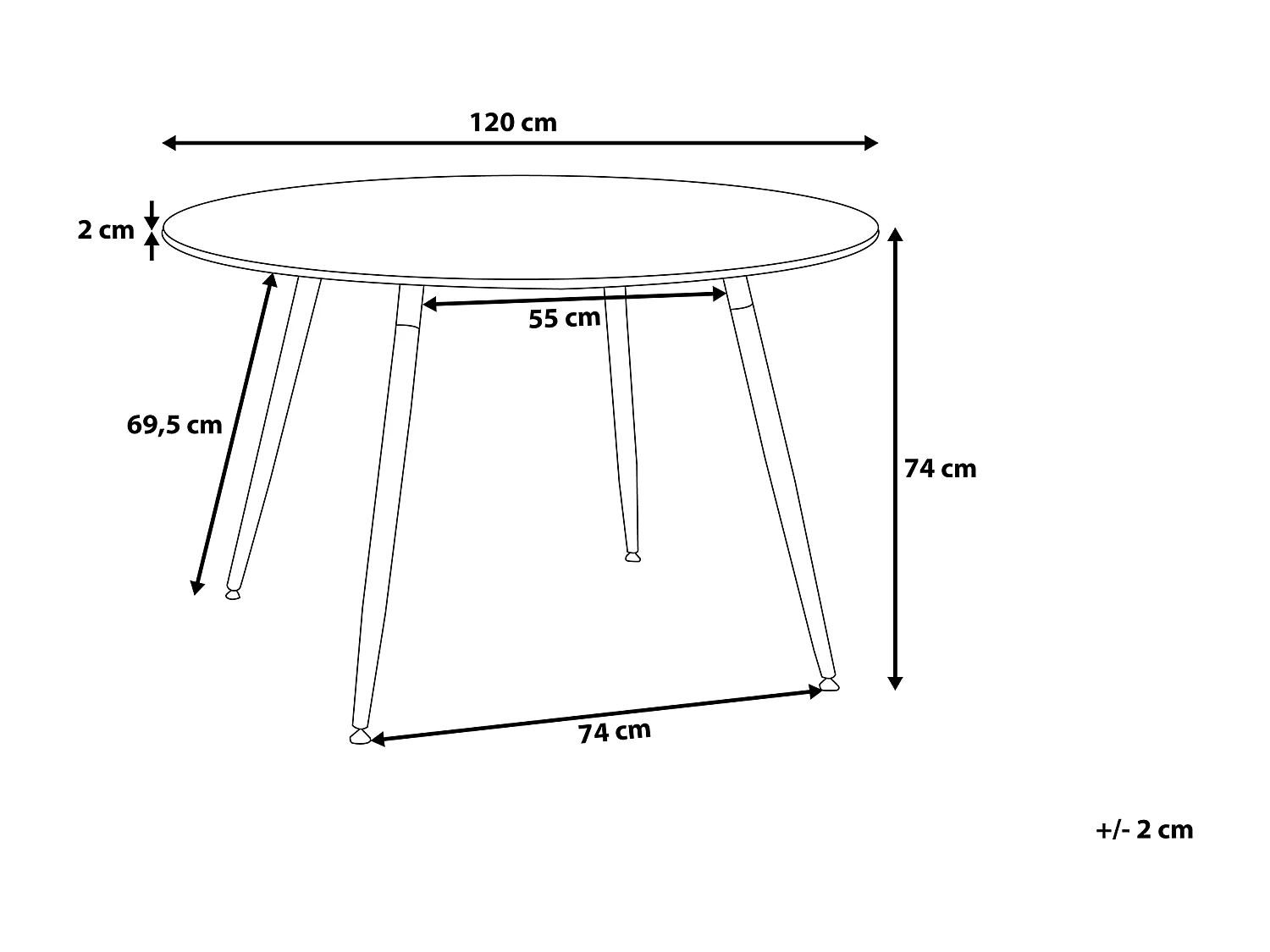 Table de repas BOVIO Noir 120 cm 120 cm