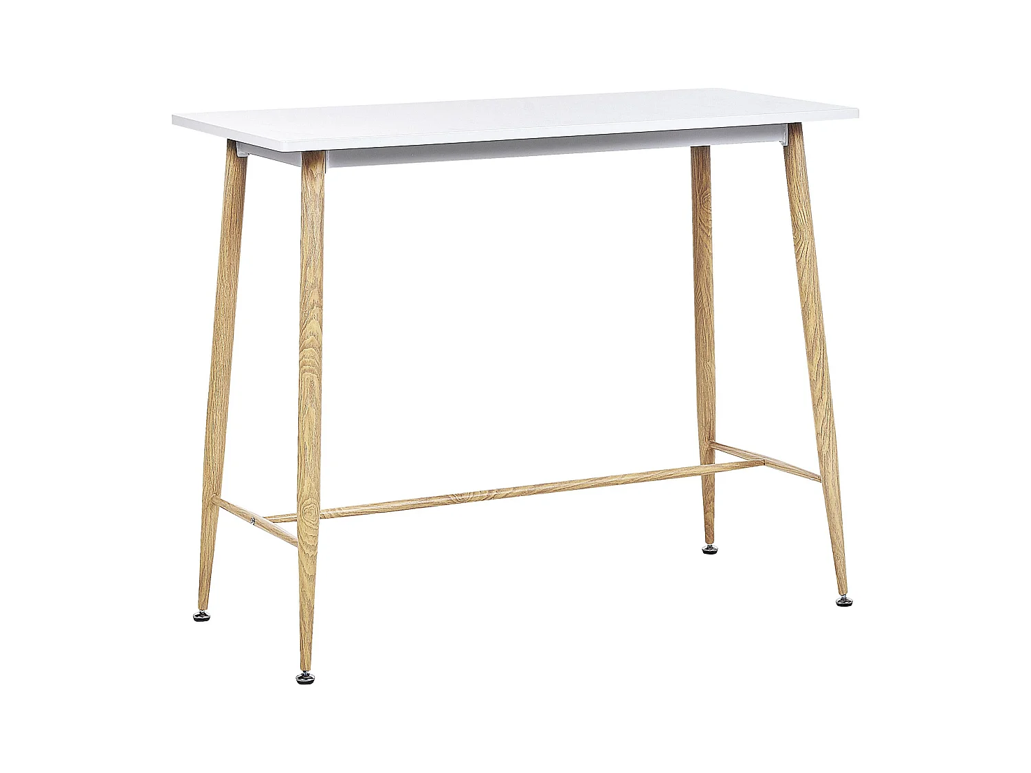 Hochtisch Weiß für 4 Personen Metallgestell Holzoptik 90x50 Modern Chaves