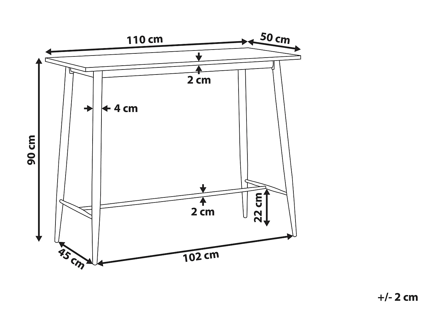 Stehtisch CHAVES Weiss 110 cm 50 cm