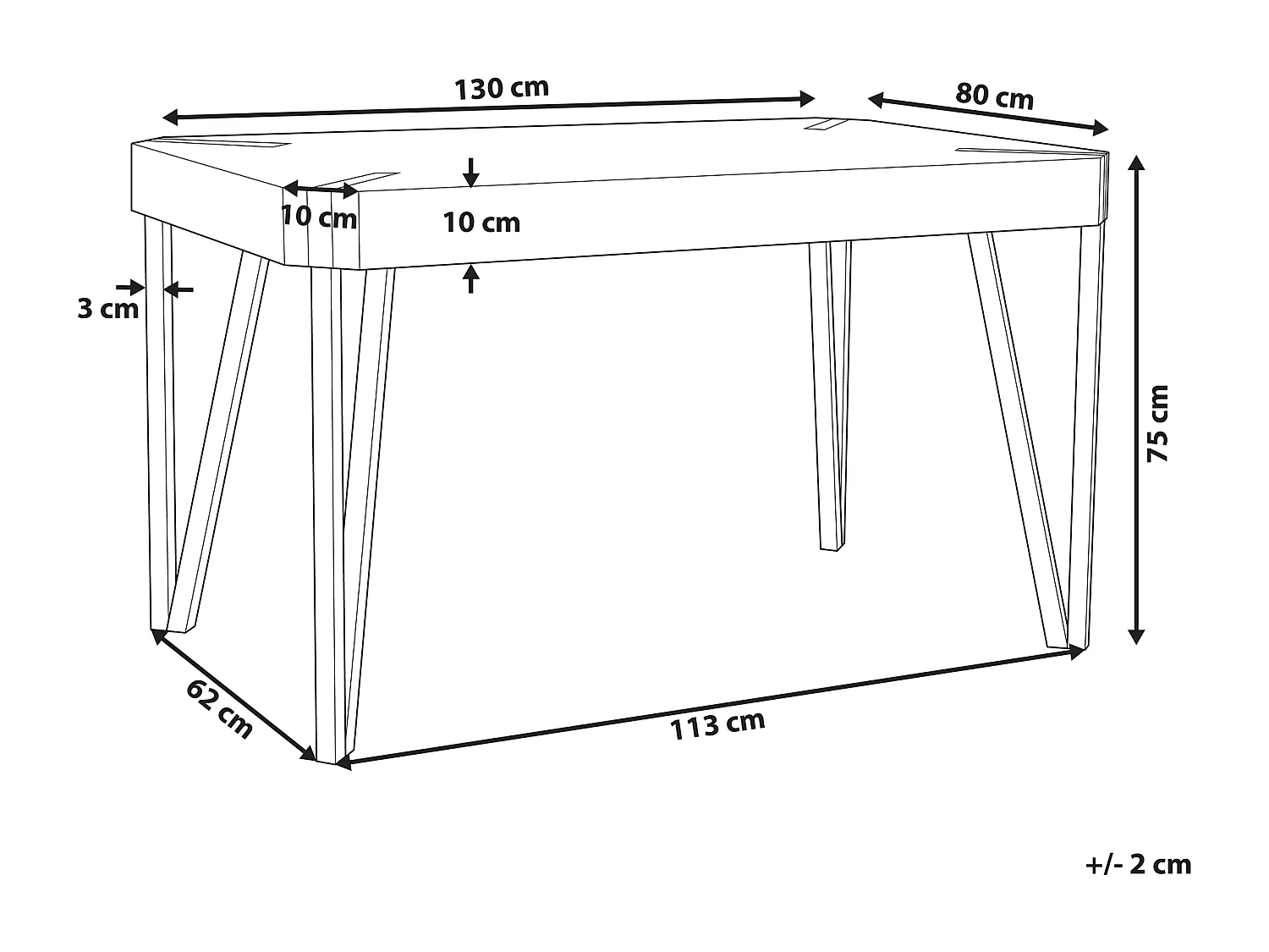 Mesa de comedor CAMBELL Gris pardo 130 cm 80 cm