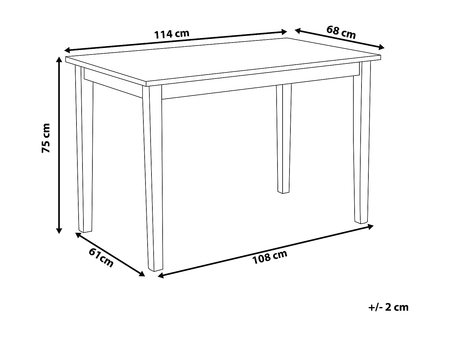 Mesa de comedor para 4 personas GEORGIA 115 cm 68 cm Madera Blanco