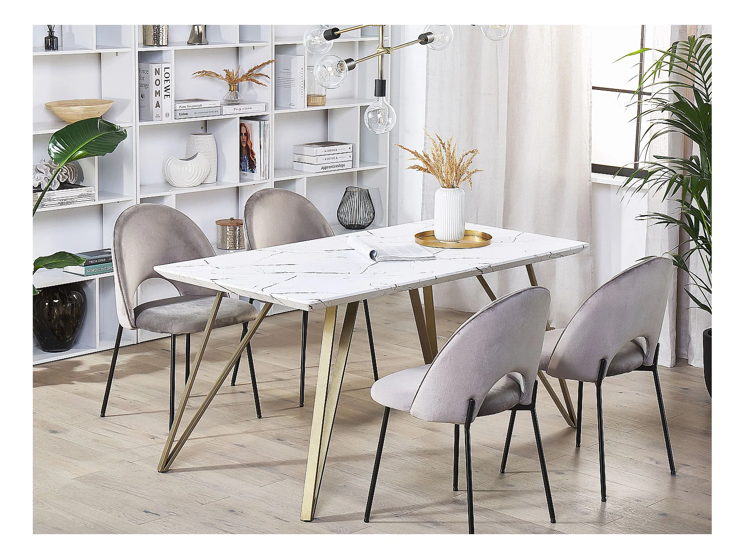 Eettafel MOLDEN Wit/goud 150 cm 80 cm