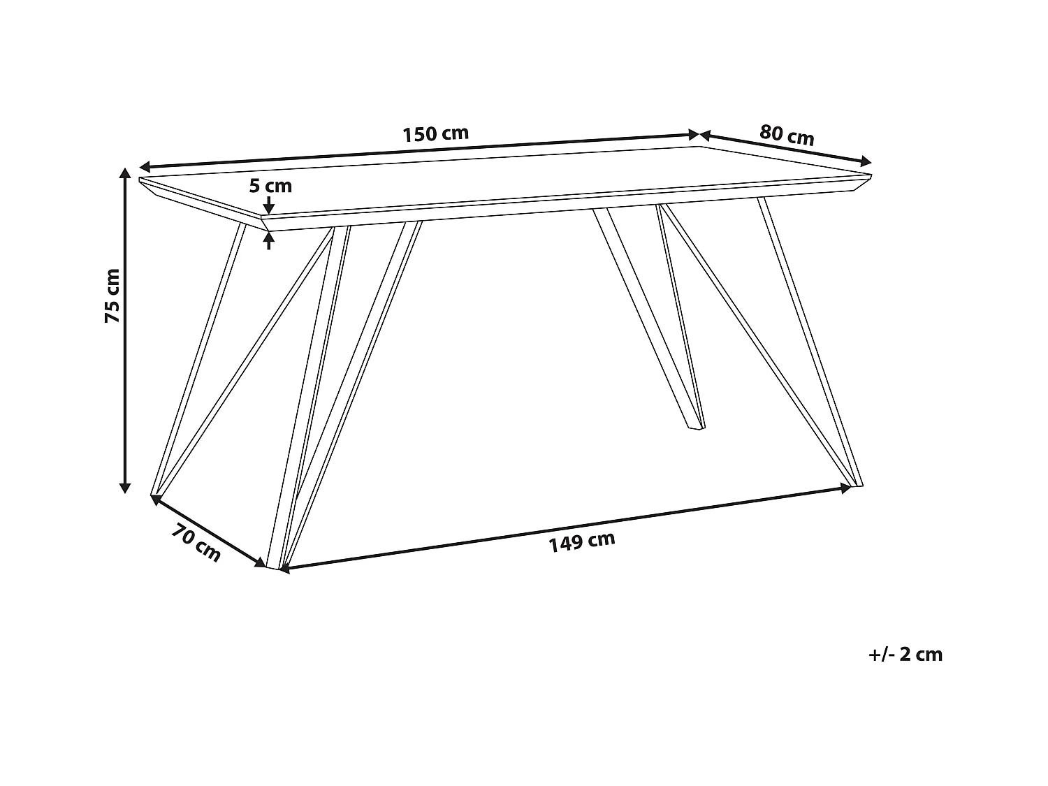Eettafel MOLDEN Wit/goud 150 cm 80 cm