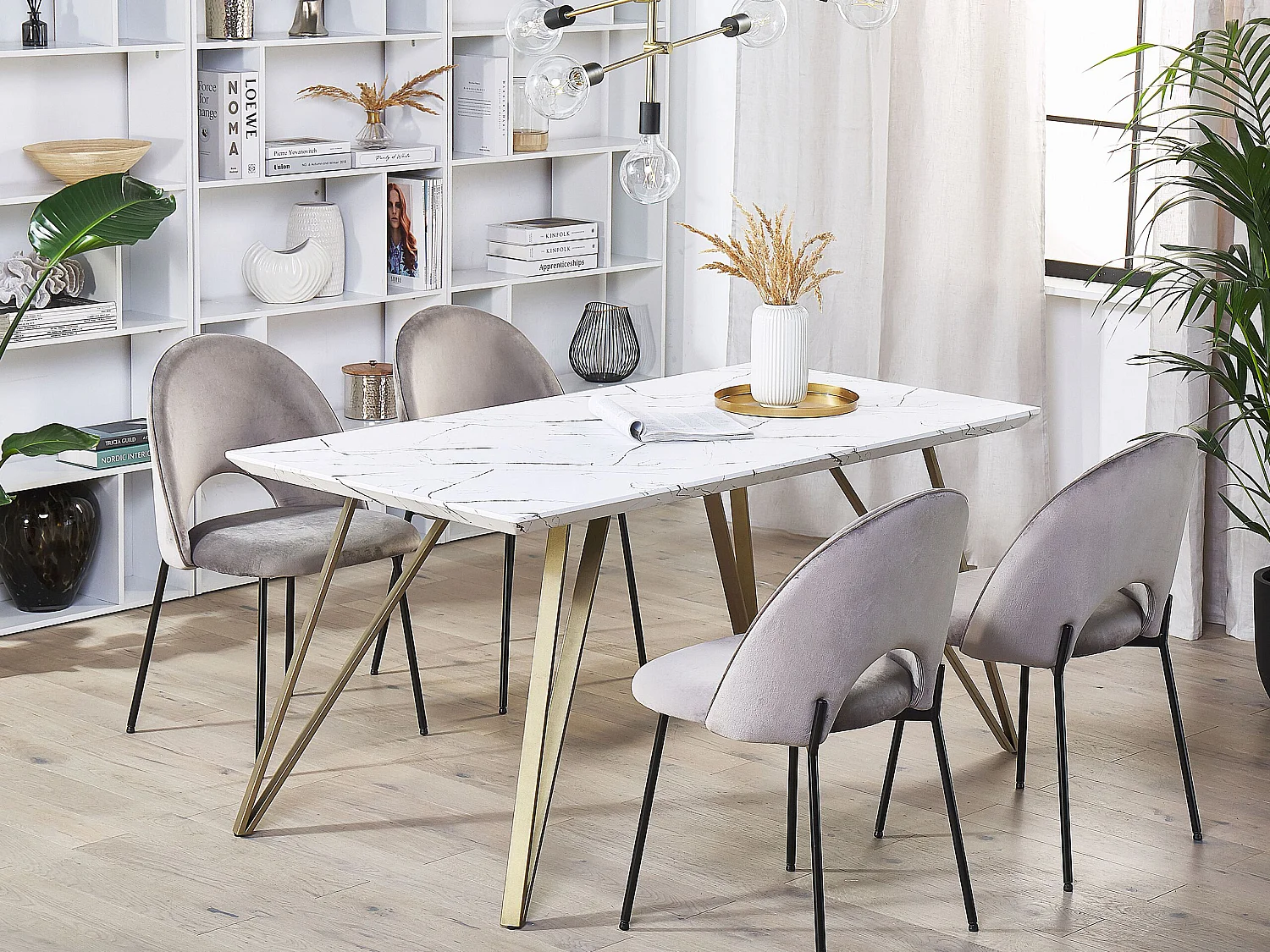 Eettafel MOLDEN Wit/goud 150 cm 80 cm