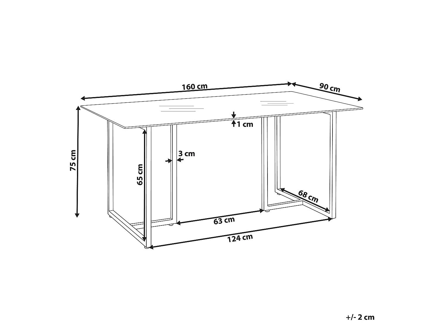 Table de repas ENVIA Argenté 160 cm 90 cm Verre de sécurité