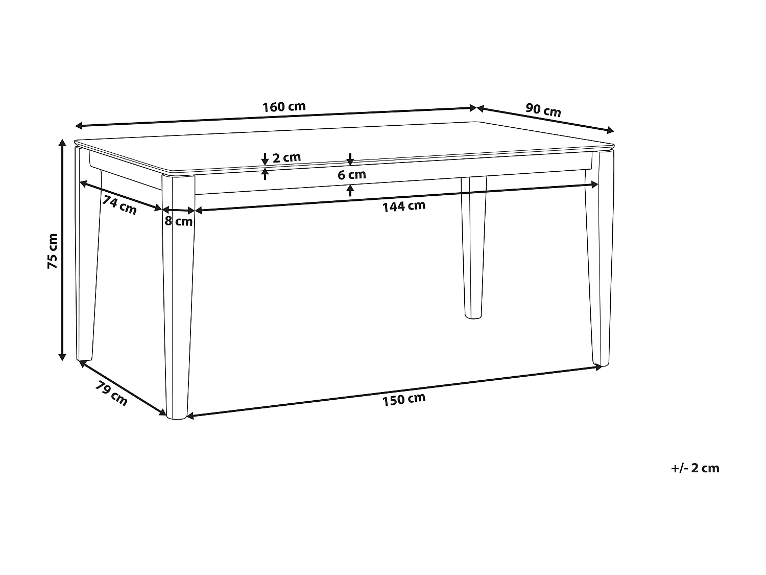 Table de repas LOTTIE Noyer foncé 160 cm 90 cm