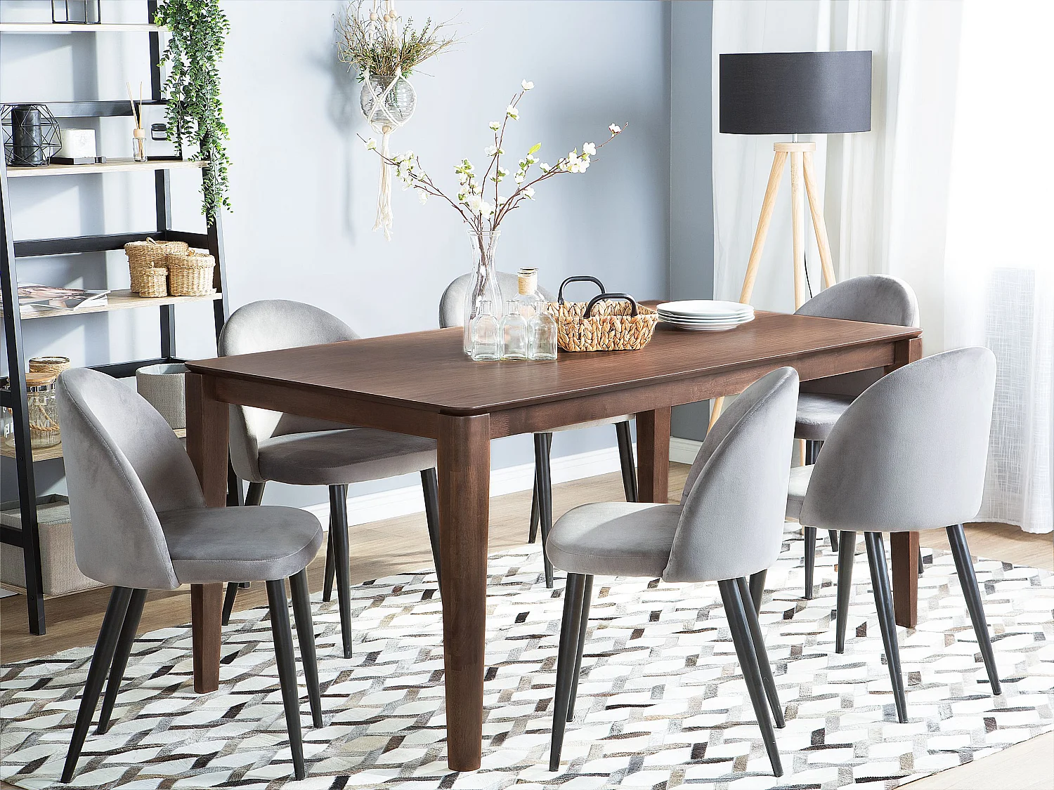 Table de repas LOTTIE Noyer foncé 160 cm 90 cm
