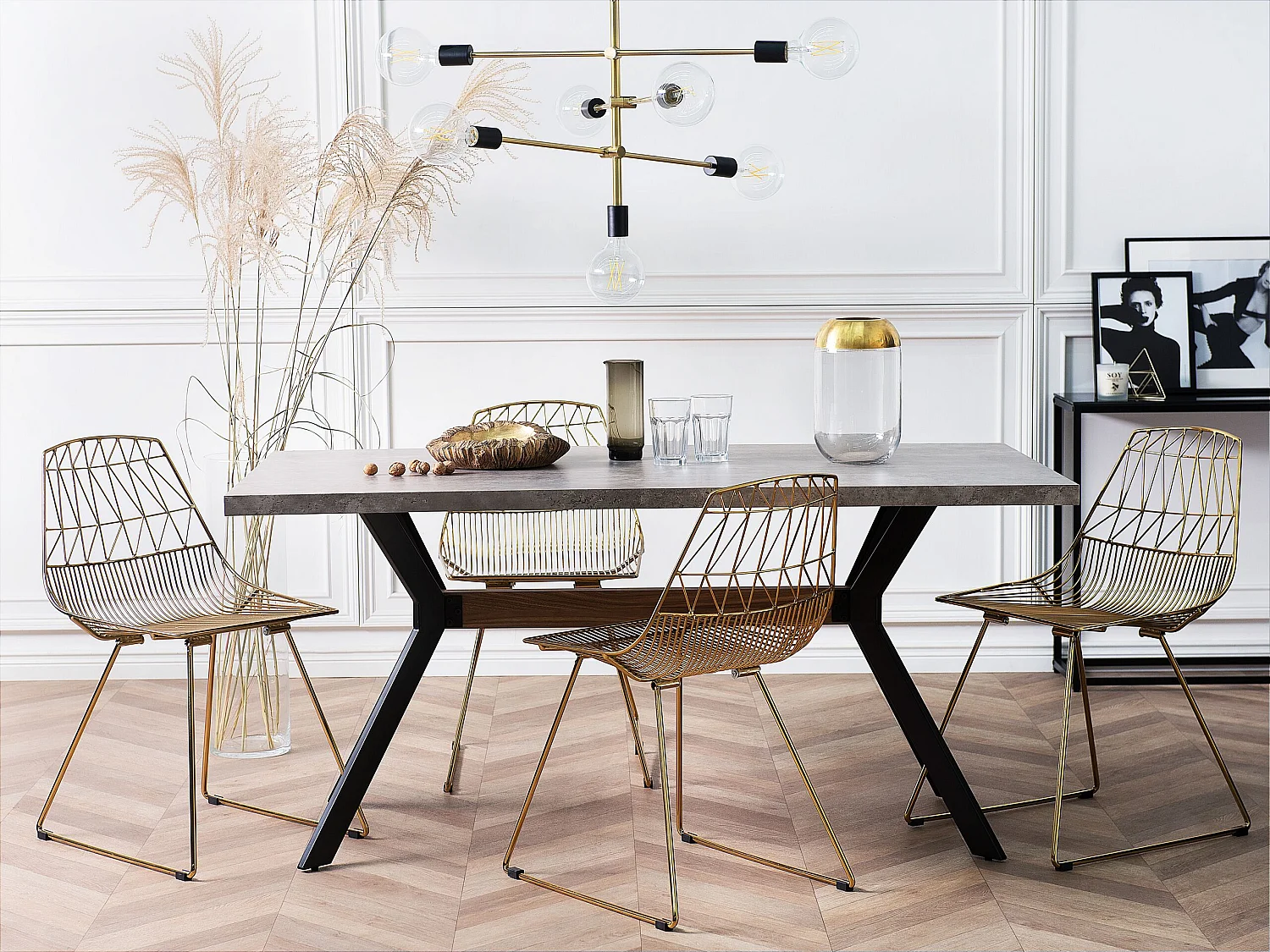 Eettafel BENSON Grijs beton-effect 160 cm 90 cm