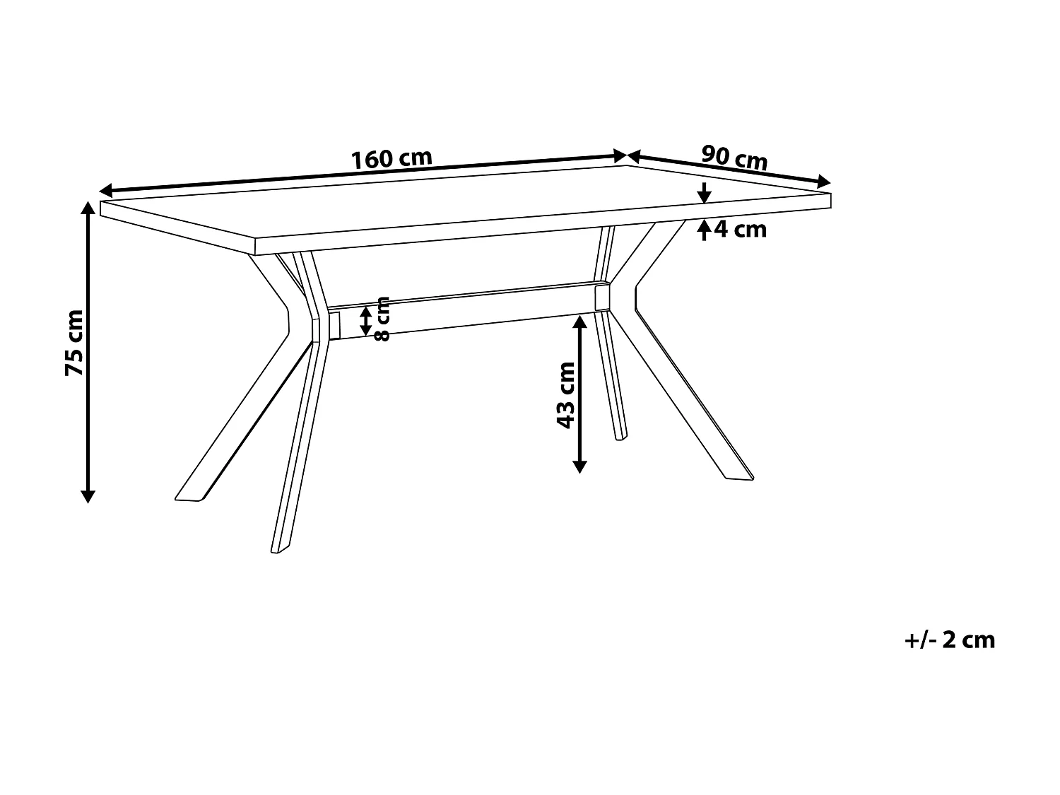 Eettafel BENSON Grijs beton-effect 160 cm 90 cm