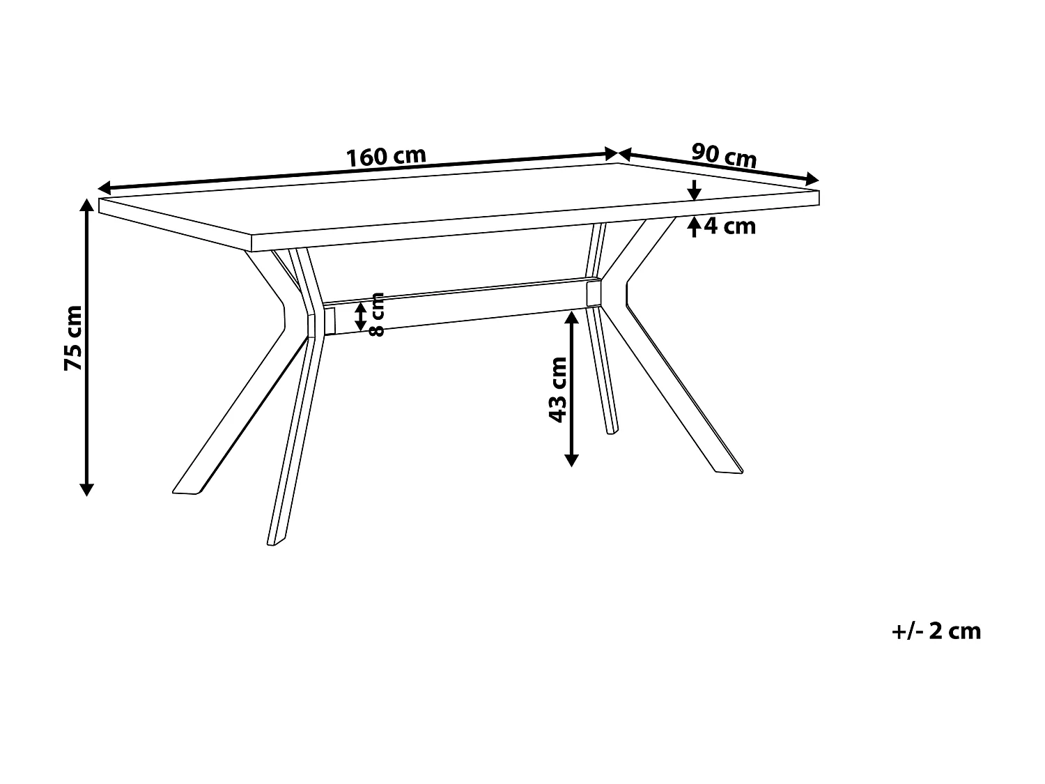 Eettafel BENSON Grijs beton-effect 160 cm 90 cm