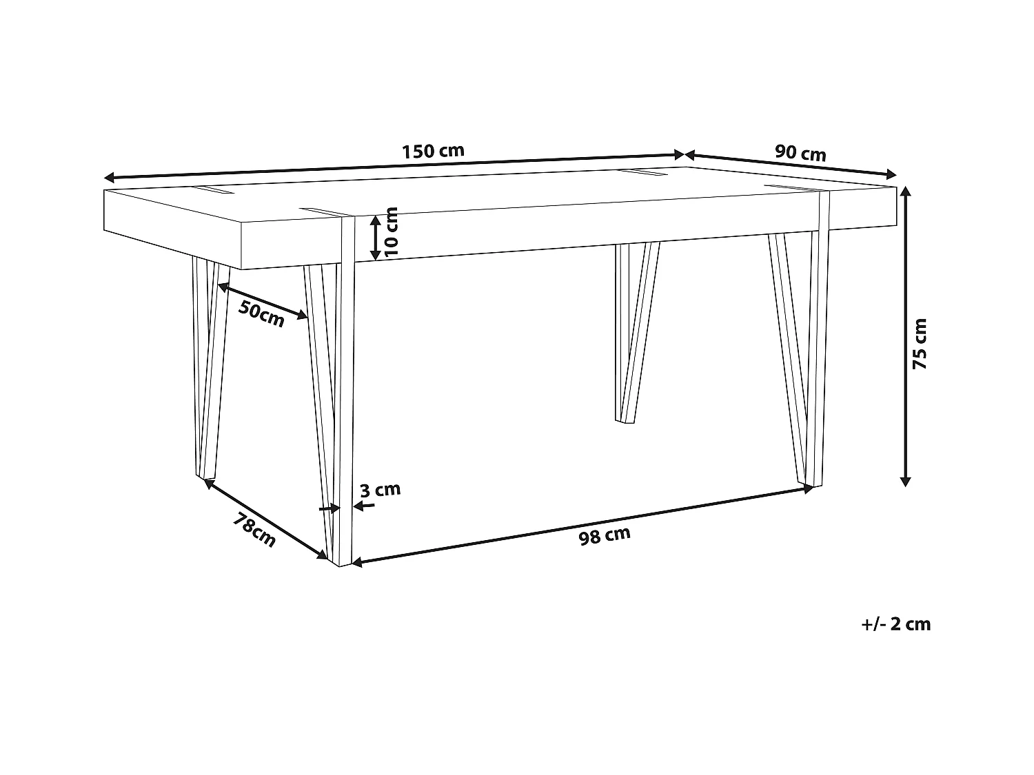 Robuster Esstisch mit industriellem Design 150 x 90 cm dunkelbraun/schwarz Adena