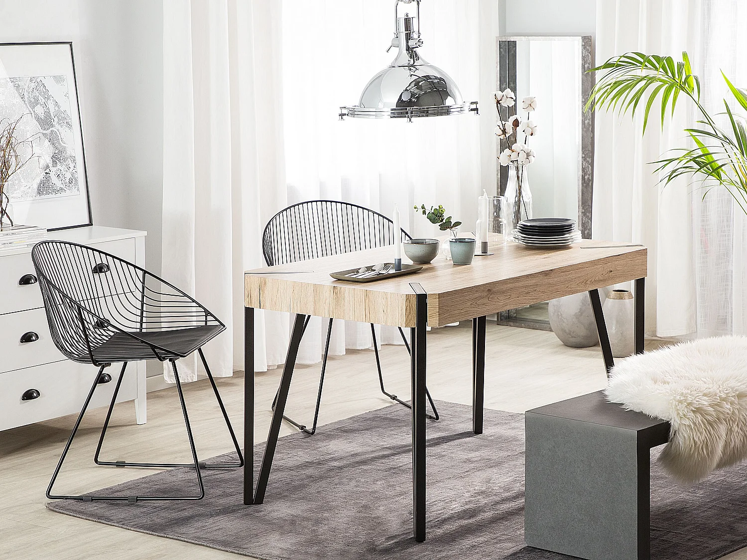 Table de repas CAMBELL Marron clair 130 cm 80 cm