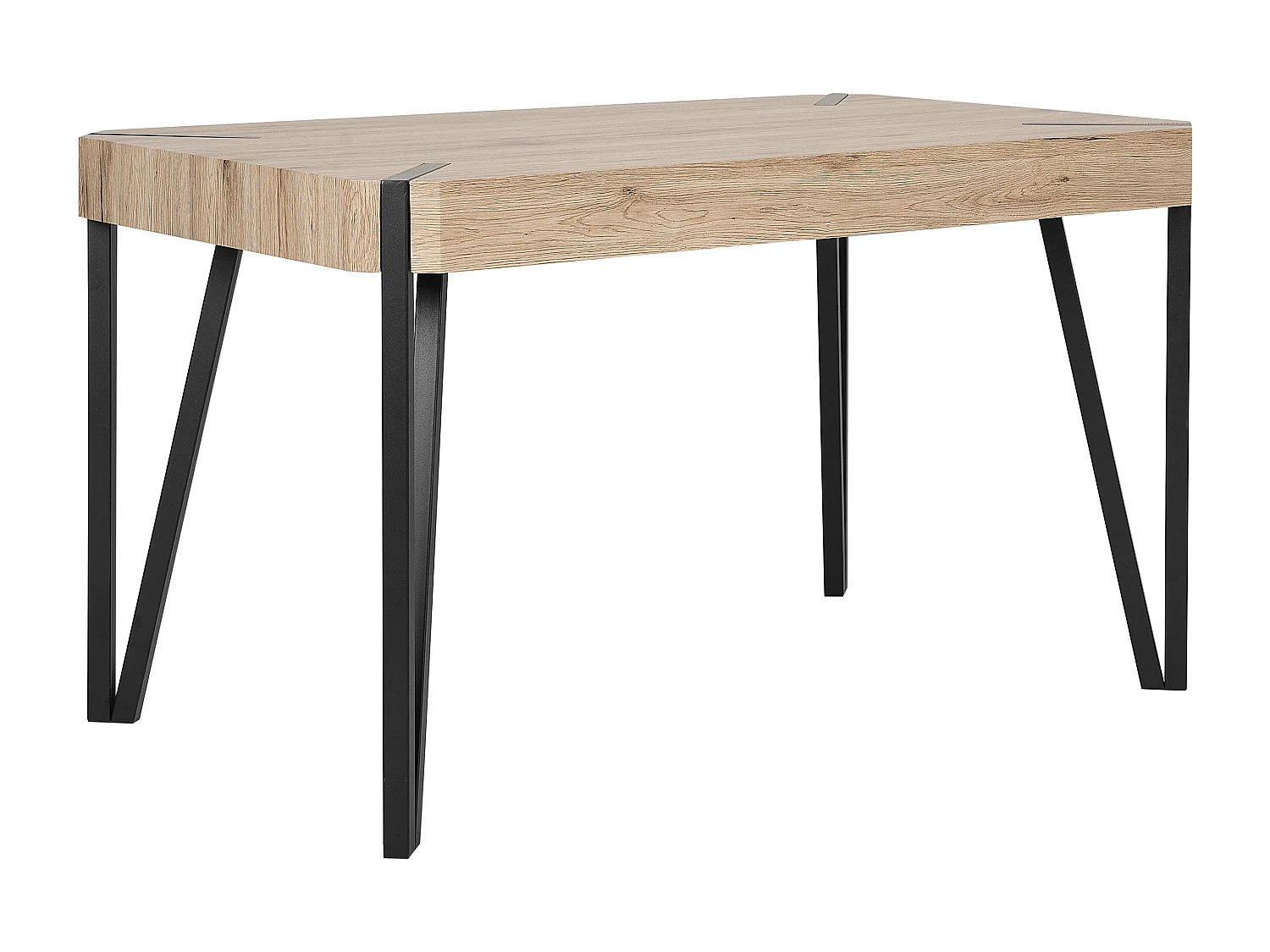 Eleganter Esstisch mit abgerundeten Ecken 130 x 80 cm hellbraun/schwarz Cambell