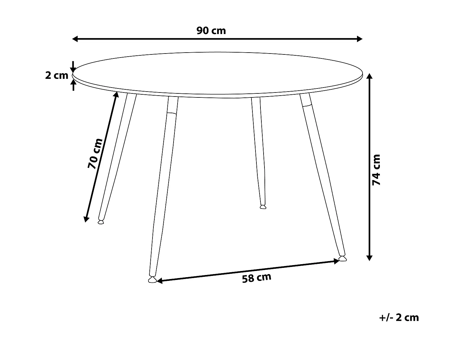 Table de repas BOVIO Noir 90 cm 90 cm