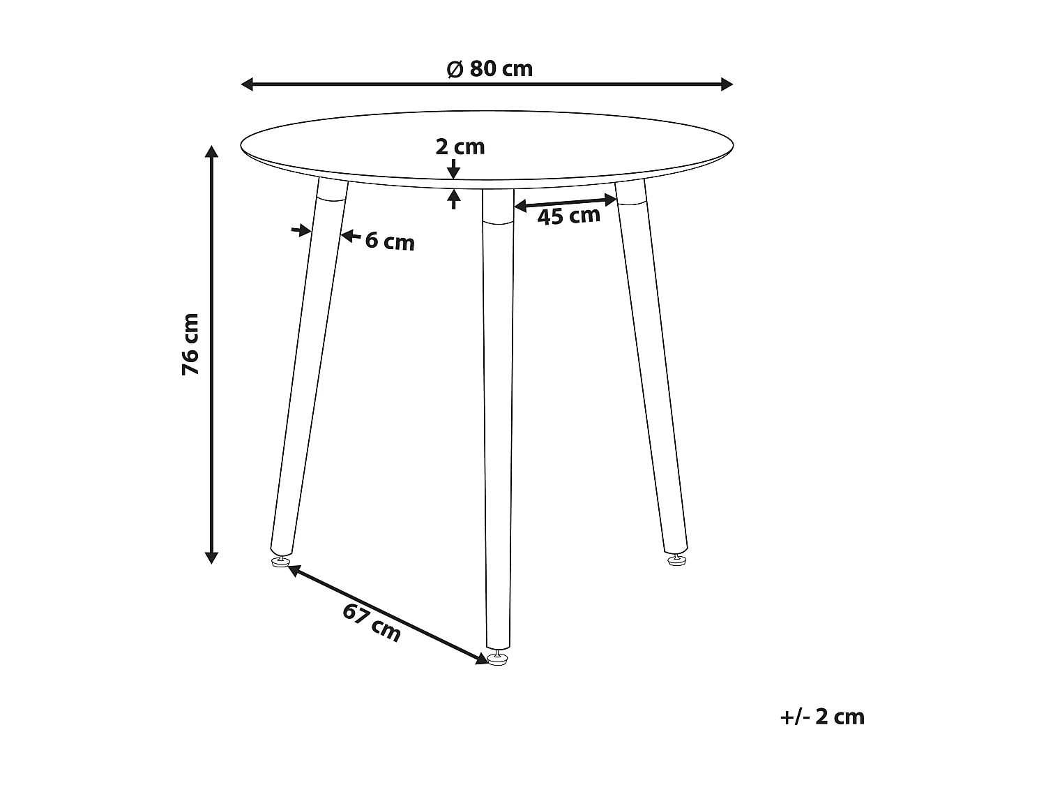 Runder Esszimmertisch weiß / hellbraun 80 cm aus MDF-Platte und Buchenholz Boma