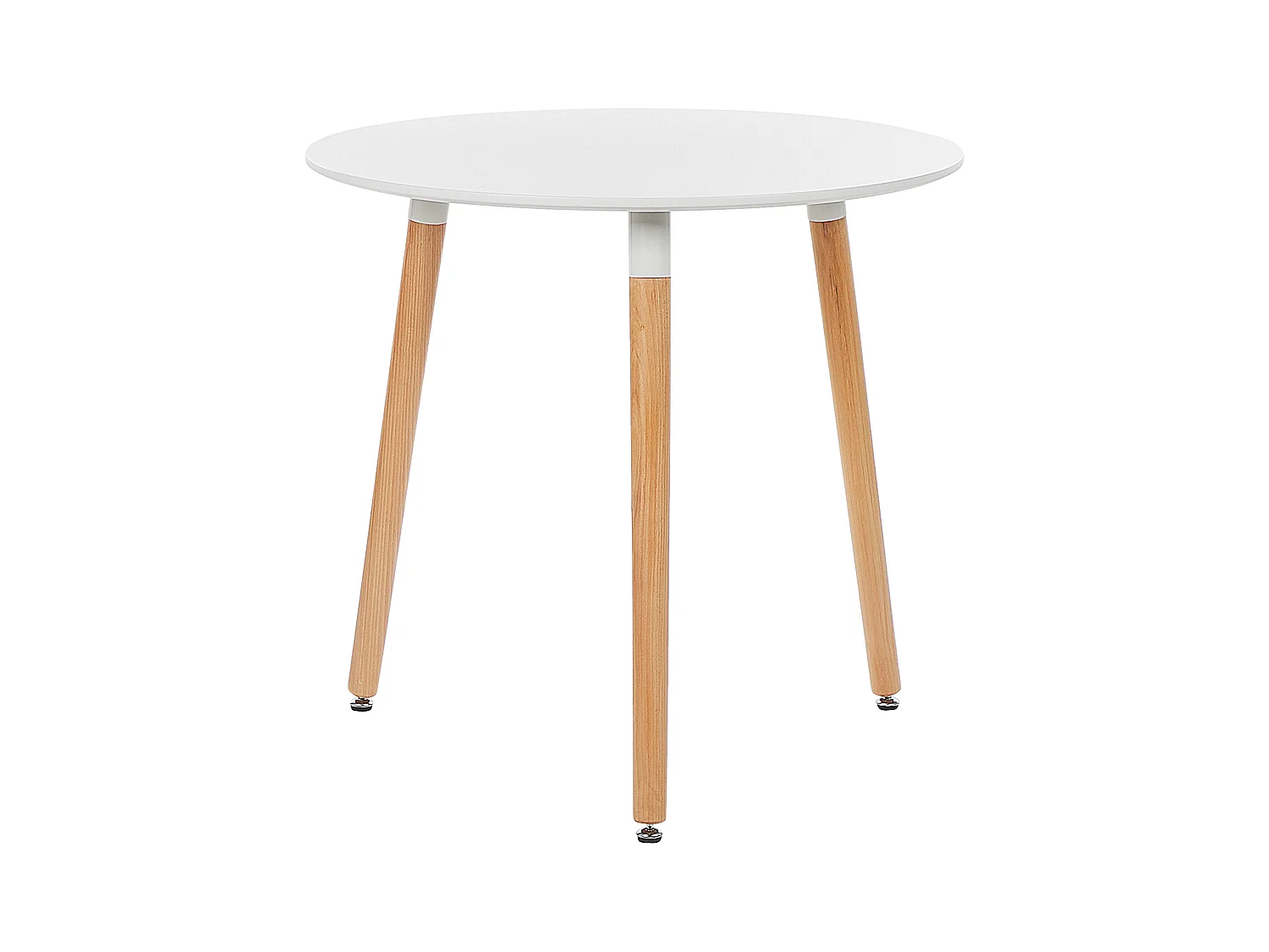 Runder Esszimmertisch weiß / hellbraun 80 cm aus MDF-Platte und Buchenholz Boma