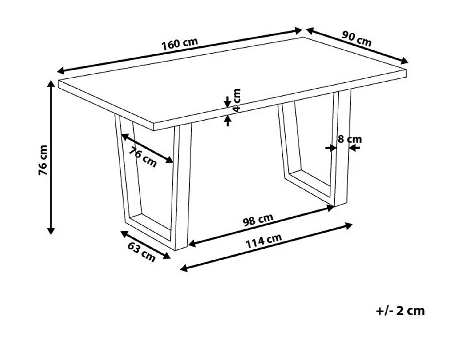 Eettafel AUSTIN Donker walnoothout 160 cm 90 cm