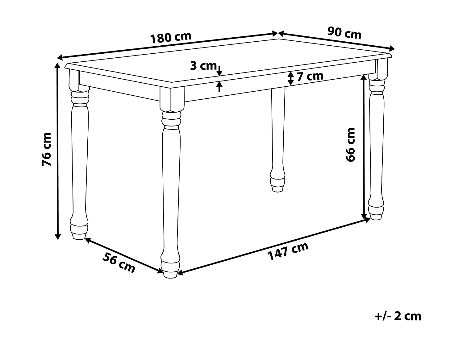 Table de repas CARY Blanc 180 cm 90 cm