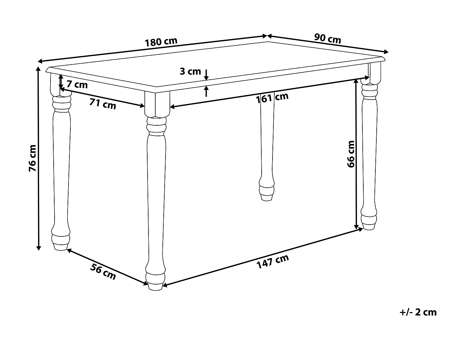 Table de repas CARY Blanc 180 cm 90 cm