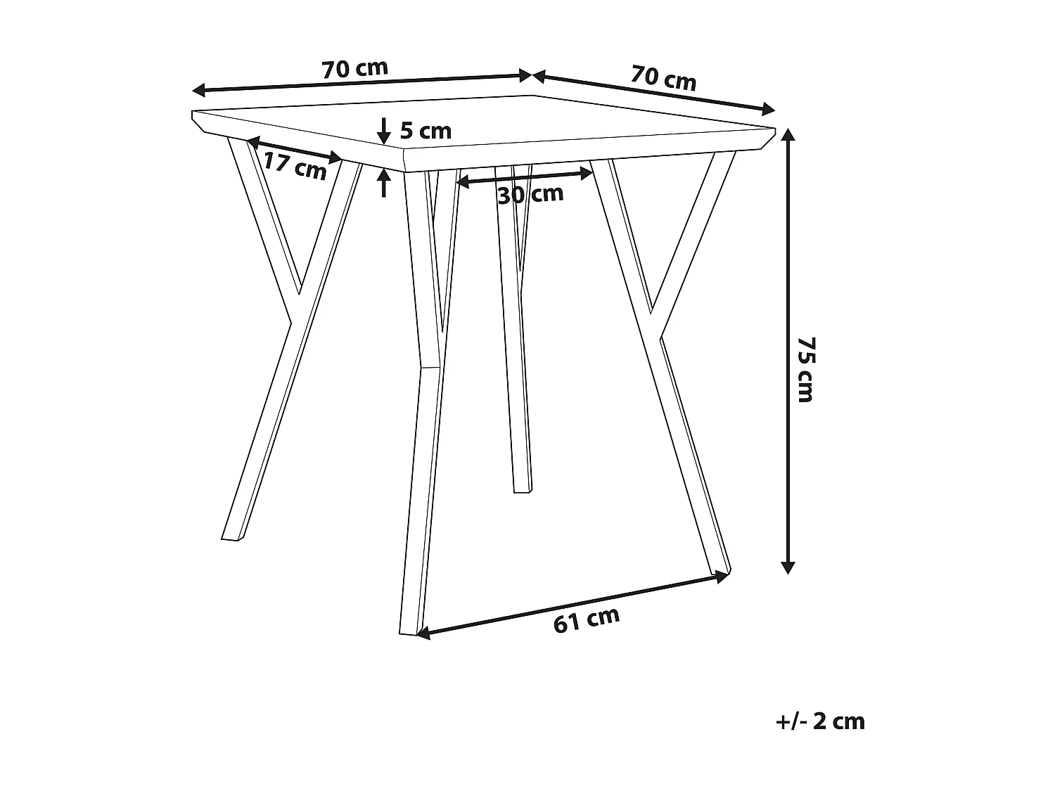 Table de repas BRAVO Marron clair 70 cm 70 cm