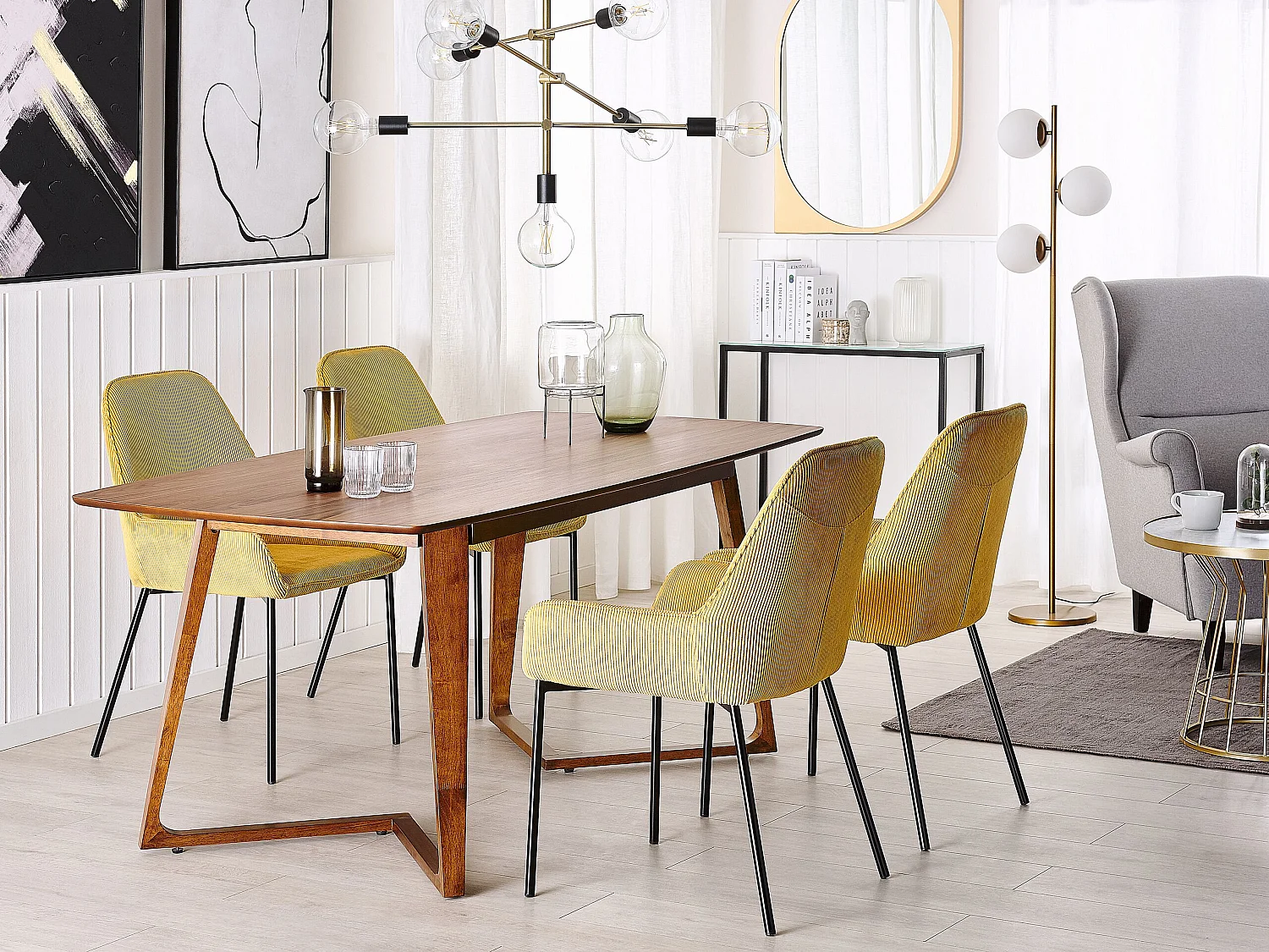 Trendiger Esstisch mit dekorativen Beinen dunkler Holzfarbton 180 x 90 cm Huxter