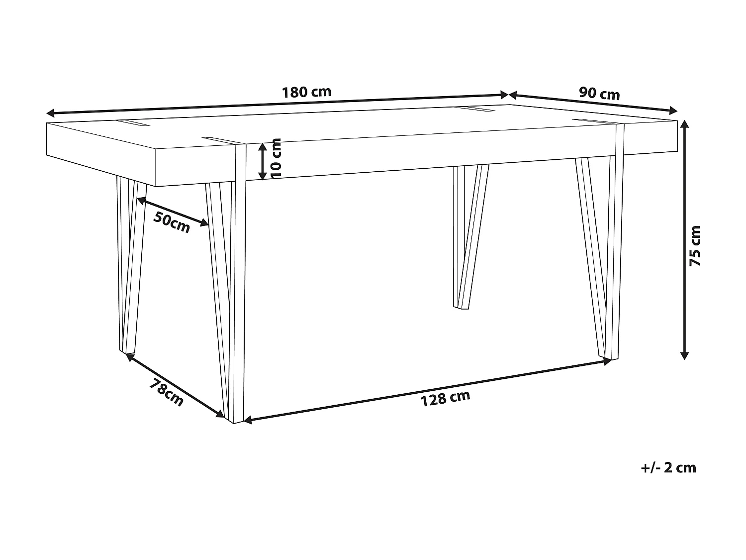 Robuster Esstisch mit industriellem Design 180x90 cm dunkelbraun/schwarz Adena