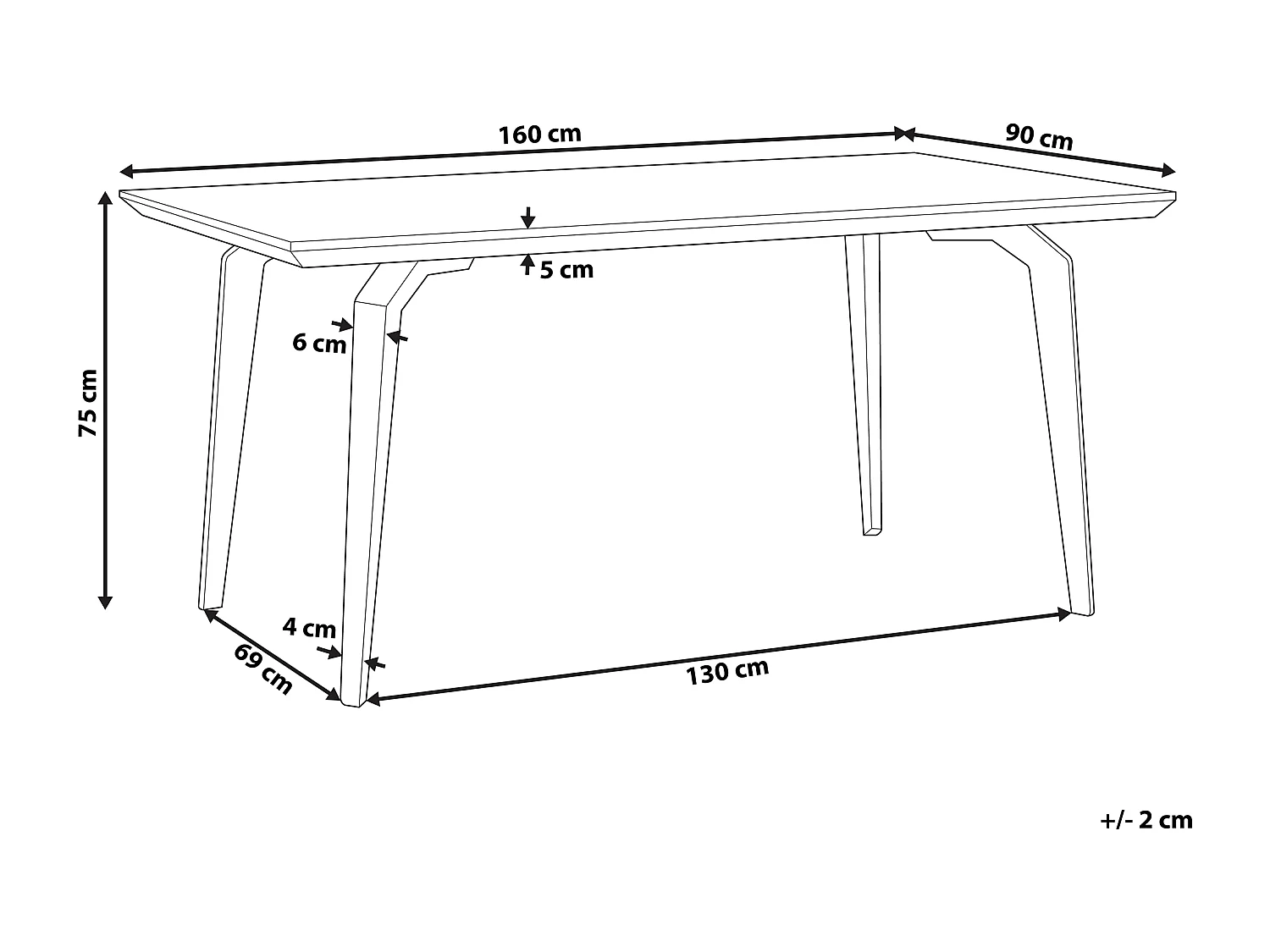Table de repas AMARES Marron foncé 160 cm 90 cm